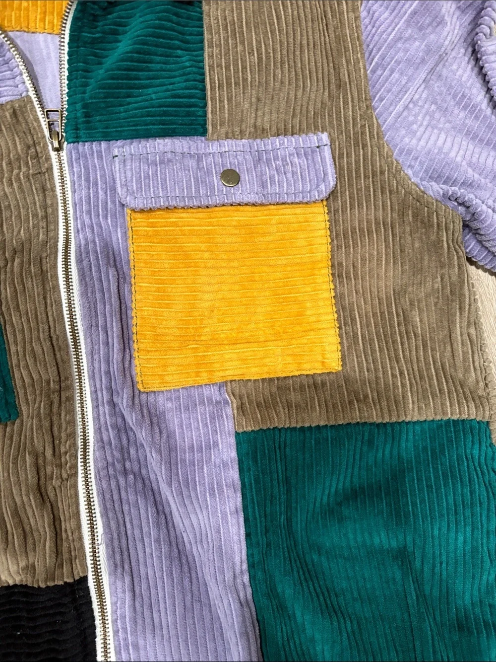 Urban Outfitters Ryder Blocked Corduroy Zip Shirt Size M